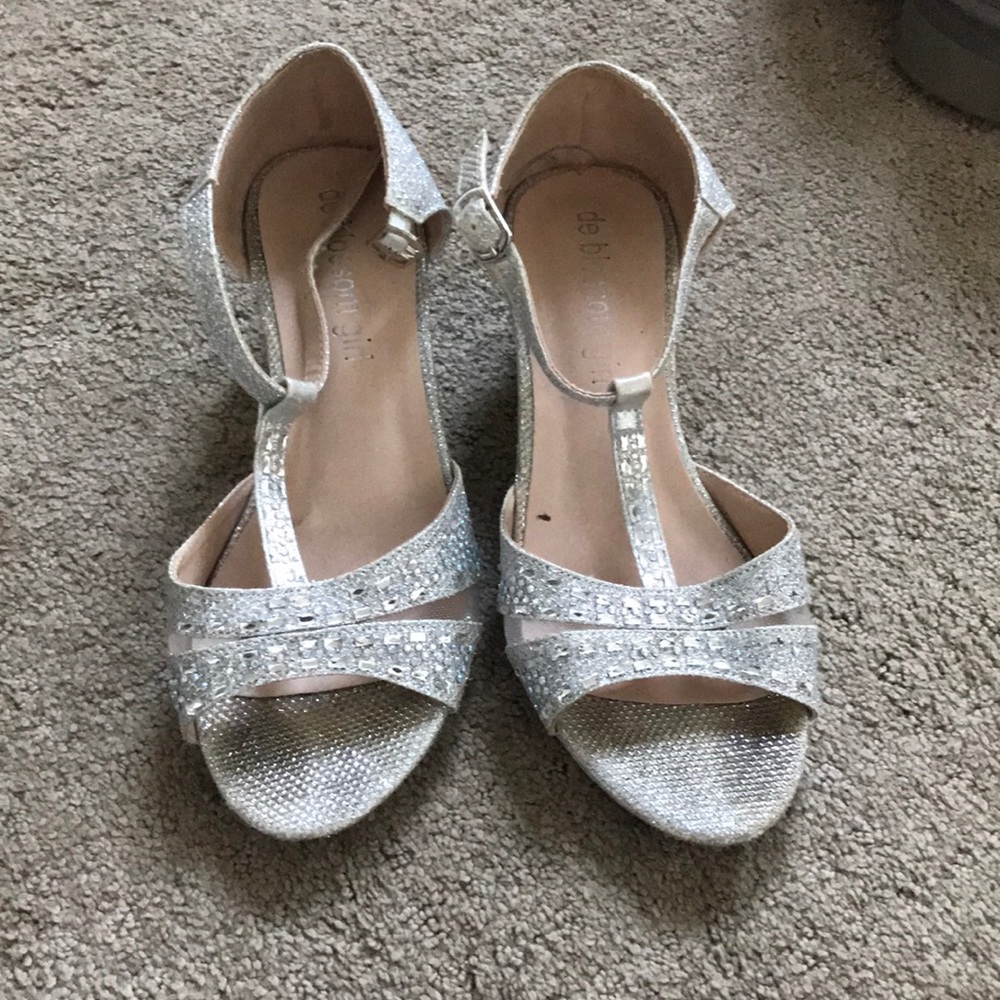 Silver wedge heels